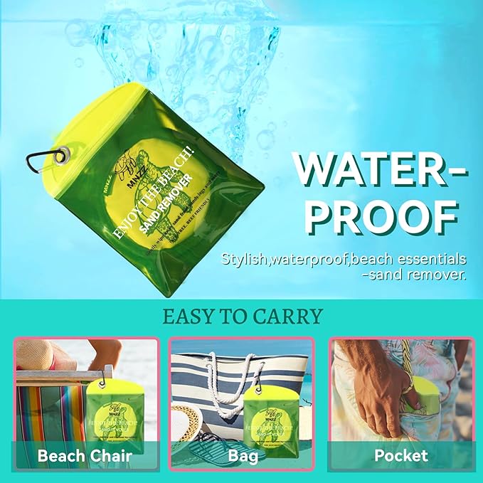 MNZZ Sand Remover Bag Sand Eraser Pouch Quick Dry Compact Lightweight Portable Travel Essentials Beach Pool Camping Hiking Blanket Chair Cover Shell Tent Toy Canopy Umbrella Hat Clip Holder