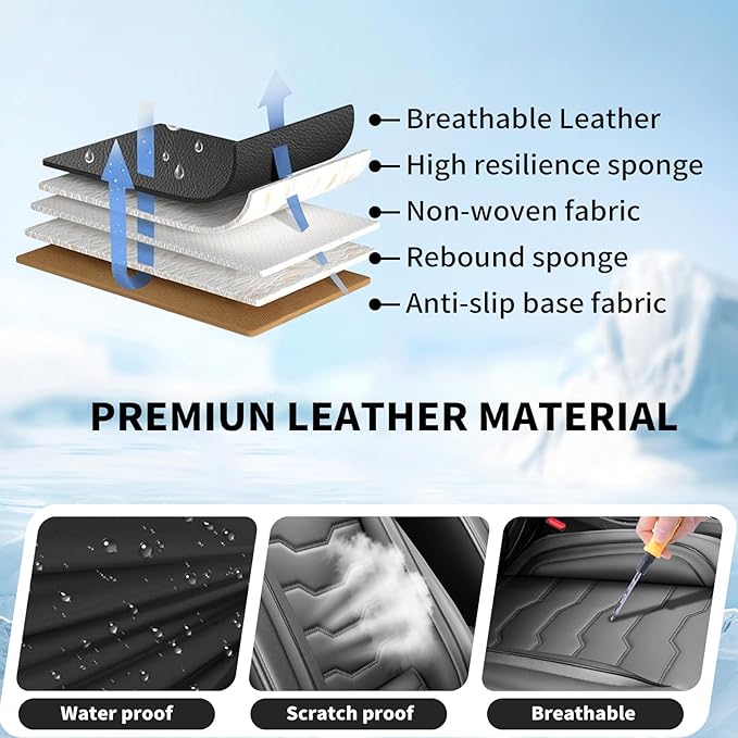 Fit Tucson Car Seat Covers Premium Leather for Hyundai Tucson 2010-2025 2026. Waterproof， Breathable, Scratch-Resistant & All-Weather Seat Cushion Protector (Full Set, Black)