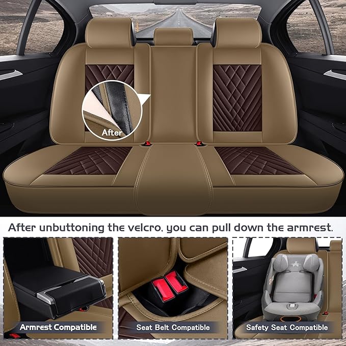 Truck Seat Covers for Chevy Silverado 3500 2007-2026, Waterproof Premium Leather Full Coverage Car Seat Cover, Muscle Sport Style Auto Interior Seat Cover Sets (Full Set/Brown Coffee)
