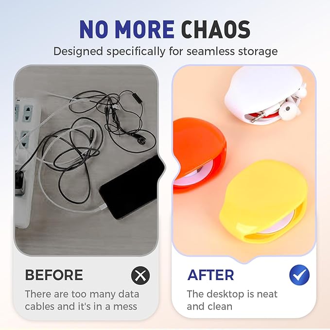Automatic Cord reel for Phone Cords, Retractable Cable Management Charging Cord Organizer, Small Winder Case for USB Cable Headset Cord Charger Cable for Travel and Organization (ORANGE)