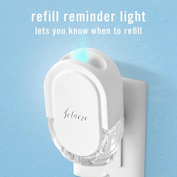 Febreze Plug In Air Freshener, Odor-Fighting Scented Oil Refill, Air Fresheners for Home and Bathroom and Kitchen, Long Lasting for Strong Odors, Moutain/Ocean/Amber Mix, 0.87oz Refills, 3 Count