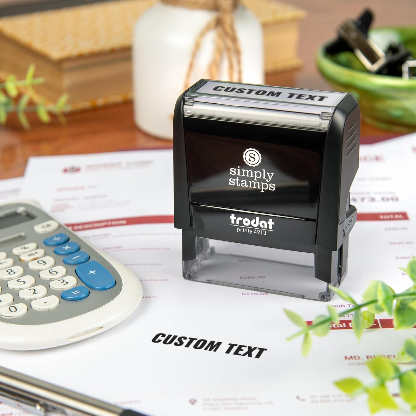 Custom Text Office Stamp | 4 Different Sizes | 20 Designs | Multiple Color Options | Up to 3 Lines of Text | Perfect for Quick Validation of Office Documents (Custom Text, Large)