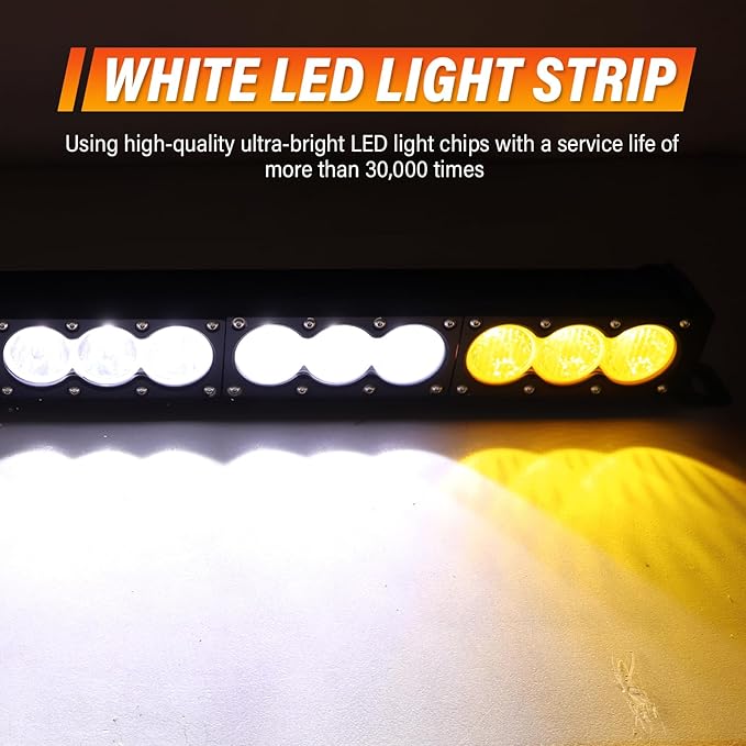 Willpower 54 inch LED Light Bar Single Row Dual Color 300W Off Road Light Bar White Amber Combo LED Work Light Truck UTV 4x4 Cars SUVs ATVs Boats Fog Driving Light with Wiring Harness kit