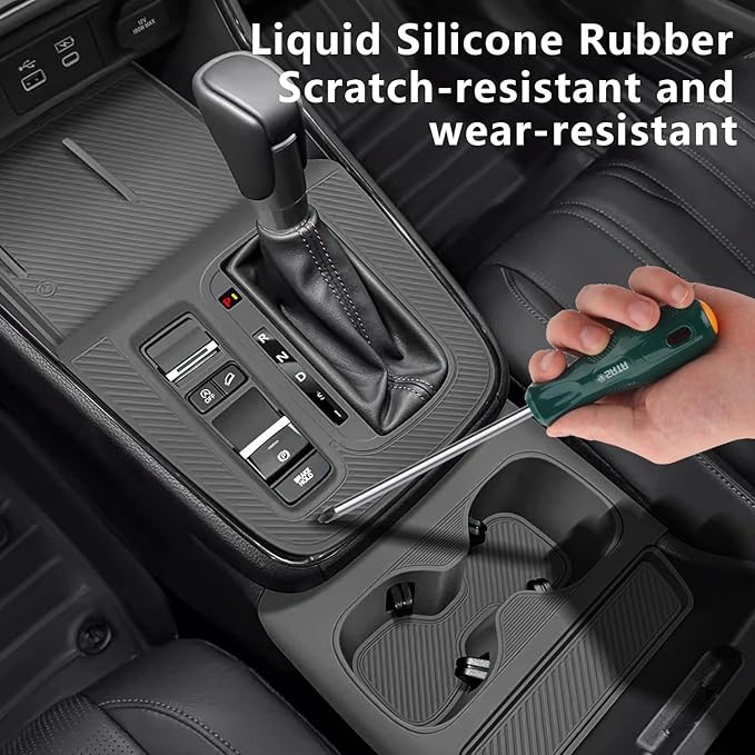 Temmis Center Console Silicone Cup Holder Kit for Honda CRV 2023-2026 (Gasoline & Hybrid), Insert Center Consel Electrostatic adsorption Cover for Honda CRV 2023-2026-Black