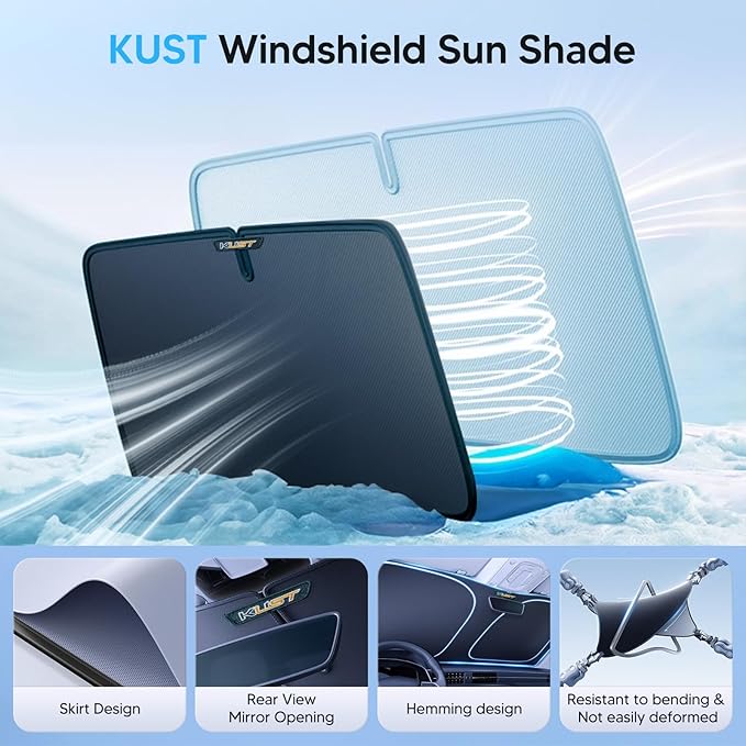 KUST Windshield Sun Shade for Chevy Chevrolet Equinox EV 2024-2025 2026 Custom Fit Sunshade Foldable Sun Protectors Interior Accessories Blocks UV Rays