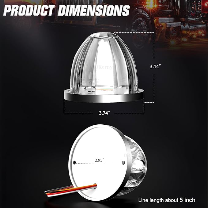10-Pack Dual Color Watermelon Lights LED Strobe & Steady Cab Roof Clearance Marker Warning Lights Amber Purple Side Marker Lamp with Bezel for Truck Trailer RV Off-Road Vehicle