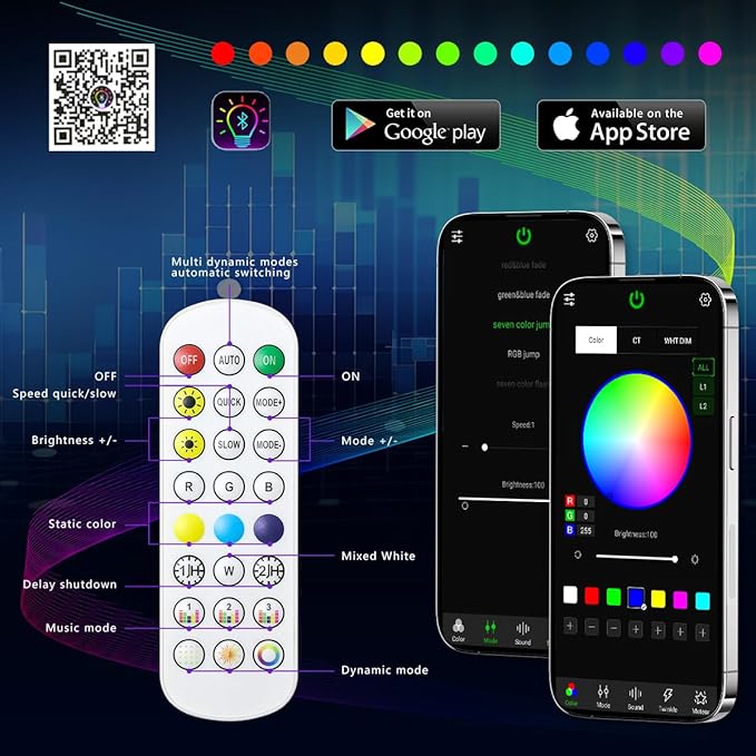 AZIMOM 6LED Colorful Fiber Optic Starlight Headliner Kits 720pcs*0.03in*13.1ft Fiber Strands APP& Remote Control Mix Color Chase Timing Fiber Optic Star Light for Car Home Sky Star Decoration