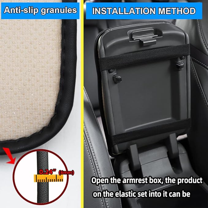 Car Center Console Cover, PU Leather Armrest Seat Box Protector Pad, Car Middle Console Armrest Cushion, Universal Auto Interior Decor Accessories for Most Vehicle, Truck, SUV (Yellow)