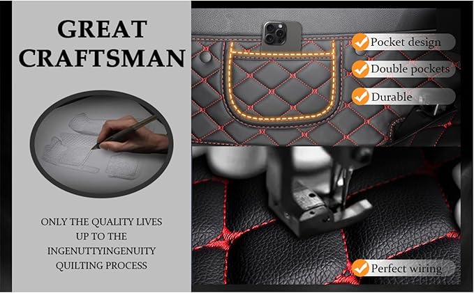 Yaruicar Custom Personalized Floor Mats for Cars Luxury Full Coverage All Car Floor Mats Anti-Slip Leather Car Mat Set Trucks & SUVs Trucks Automotive Floor Mats Liners (Red Black Beige)