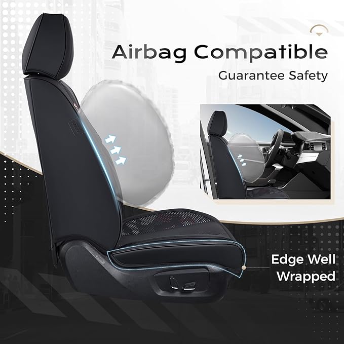 Coverado Seat Covers, Car Seat Covers Full Set, Leather Seat Covers for Cars, Car Seat Protector, Black Car Seat Covers Front Seats and Back Seats Universal Fit for Most Cars Camo