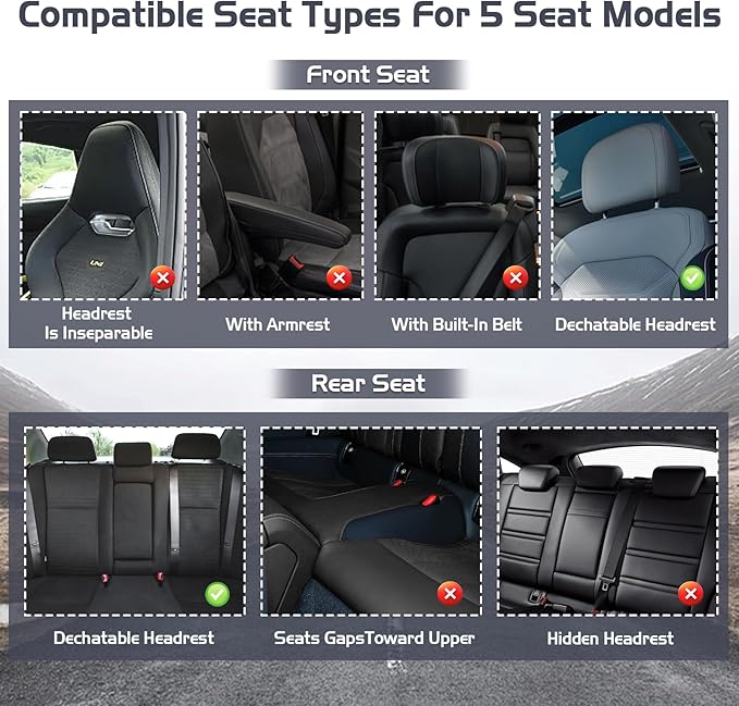 Truck Seat Covers for Ford F250 2011-2026, Waterproof Premium Leather Full Coverage Car Seat Cover, Muscle Sport Style Auto Interior Seat Cover Sets (Full Set/Black White)