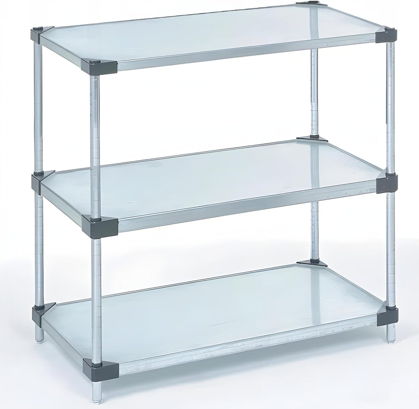 Omega 3-Tier Solid Galvanized Shelves, 18" Deep x 36" Wide x 34" HighHeavy Duty Storage Rack, Shelving Unit, NSF Certified, Ideal for Kitchen Garage Office Restaurant Warehouse 800-lb Capacity