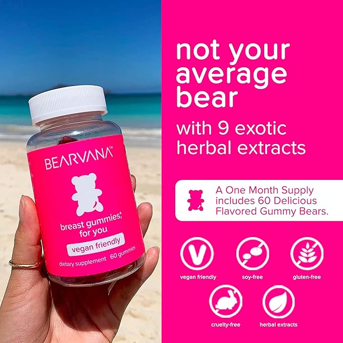 BEARVANA Top Support Gummies for Women | Support Natural Balance and Confidence | Fitness Supplement | Essential Vitamins | 9 Herbs Including Fenugreek, Flaxseed, Dong Quai| Berry Flavor | 60 Gummies