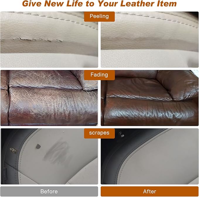 Beige Leather Recoloring Balm, With Leather Filler and beeswax, Leather Repair Kit for Furniture & car interior, Leather Color Restorer, Leather conditioner for Couches, furniture salve for leather