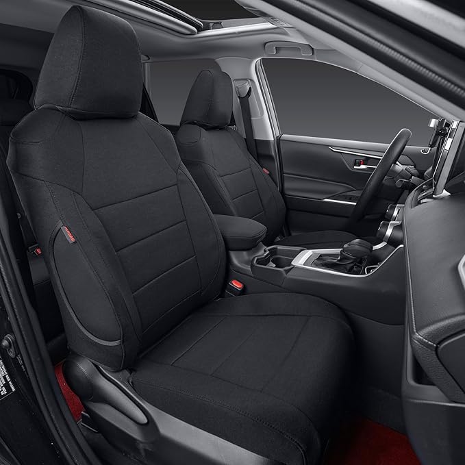 coverdream 2026 Rav4 Seat Covers Custom Fit for 2026 Toyota Rav4 Hybrid (SE,XSE) & PHEV GR Sport SUV,Full Set Polyester Car Seat Protector Black