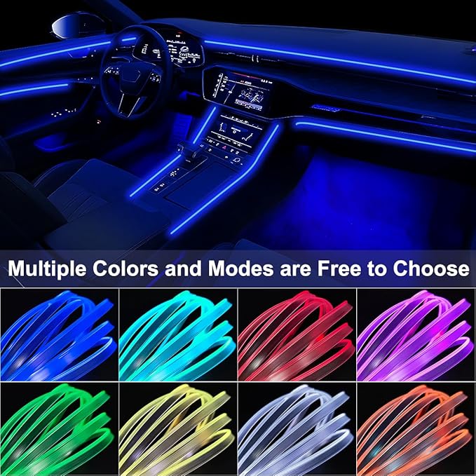 Interior Car LED Strip Lights APP Control, 5 in 1 RGB 16 Million Colors Ambient Lighting Kit with 275 inches Fiber Optic, Music Mode Inside Car Lighting Decoration