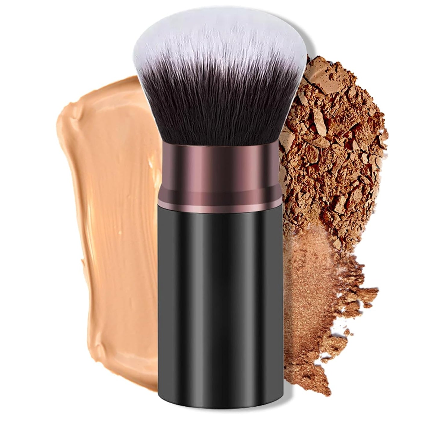 Retractable Makeup Brush,Travel Powder Kabuki Makeup Brush Face Blush Brushes for Blending Liquid, Foundation, Blush, Bronzer, Buffing, Sunscreen,Flawless Cosmetics