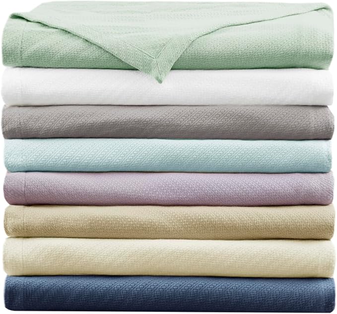 Madison Park BL51N-0675 Liquid Cotton Luxury Blanket Premium Soft Cozy 100% Ring Spun Cotton For Bed , Couch or Sofa, Twin, Linen