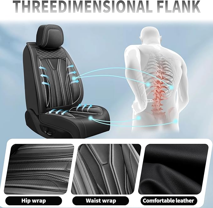 Fit Accord Car Seat Covers Premium Leather for Honda Accord 2012-2025 2026. Waterproof， Breathable, Scratch-Resistant & All-Weather Seat Cushion Protector（Front Seat,All Black
