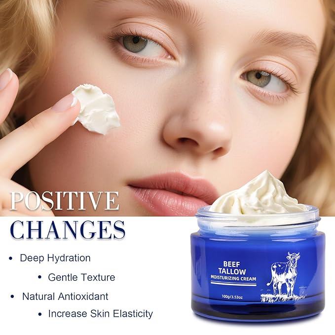 Beef Tallow for Skin, Whipped Organic Grass-Fed Beef Tallow Balm for Face & Body, Tallow Face Moisturizer, For Dry Skin
