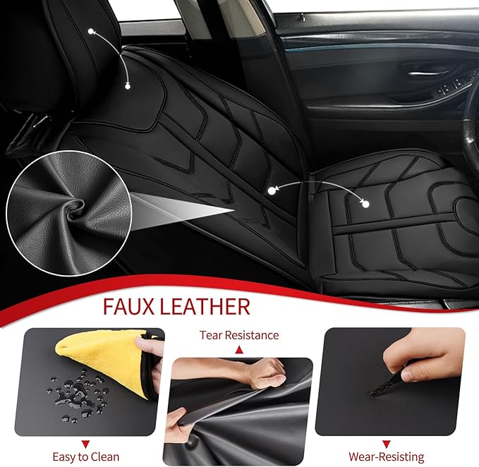 TTX LIGHTING Car Seat Covers fit for Nissan Altima 2009-2026 Full Set: Premium Leather Automotive Seat Cover with Airbag Compatible Waterproof (5 Seats, Black)