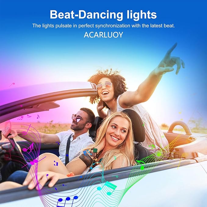 Acrylic Car LED Ambient Light, Fiber Optic Interior Light Strip, 24 Million Types, Ambient Light KKT that Swings with The Melody of Music (RGB Color 22 in 1)