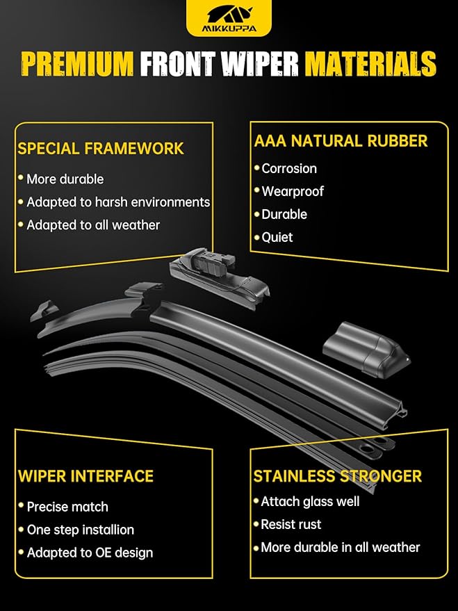 MIKKUPPA 24"+20"+15" Windshield Wipers Blades Replacement for 2015-2023 Porsche Macan, Top Lock Front & Rear All Season Wiper Blades Set(Pack of 3)