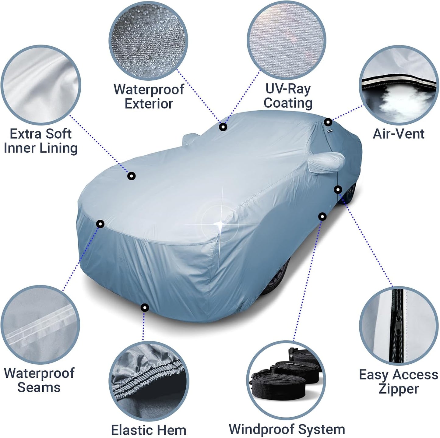 iCarCover Premium Car Cover for 2007-2010 Pontiac G5 Heavy Duty Waterproof All-Weather Automobiles Custom Fit Indoor Outdoor UV Snow Protection Covers with Straps and Bag