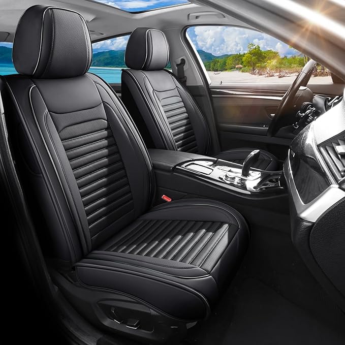 Car Seat Covers Full Set Fit for Toyota 4Runner 2001-2026, Premium Faux Leather Car Seat Protectors,Breathable Anti-Slip Full Wrapping Edge Seat Covers(Black,Full Set)
