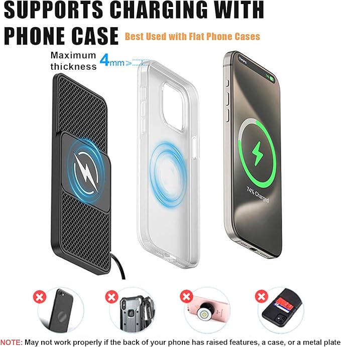 Wireless Car Phone Charger for Lincoln Corsair Nautilus Aviator Navigator, Type C/USB 20W Fast Charging Pad, Non-Slip Charging Station for Travel Home Office Desk, Lightweight, USB