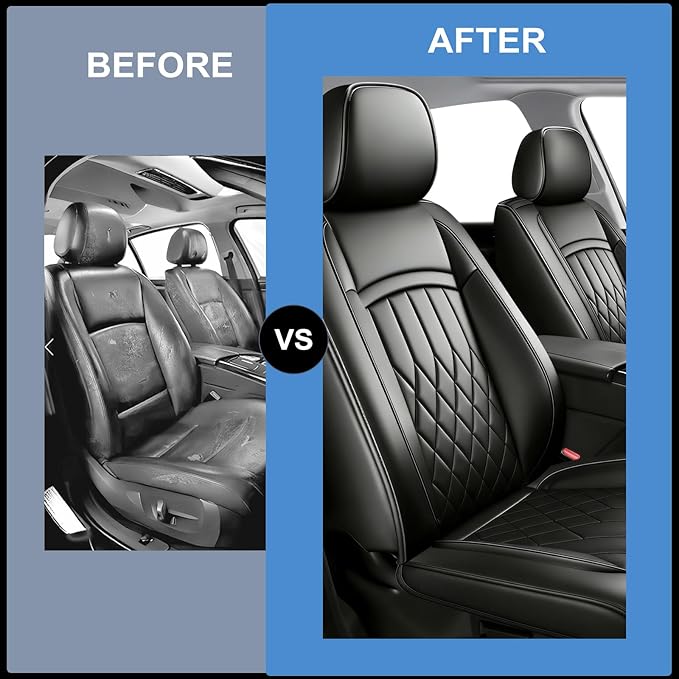 Fit for Santa Cruz Seat Covers Compatible with Hyundai Santa Cruz 2022-2026 - Waterproof Breathable Leather Automotive Seat Cushions Protector,Airbag Compatible,Only 2 front seat covers(Black)