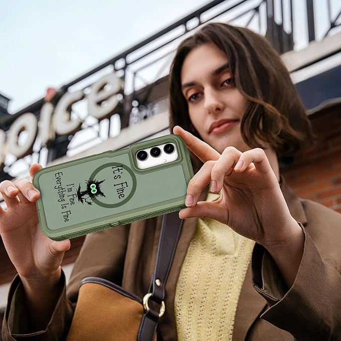 for Samsung Galaxy A15 5G Phone Case - Compatible with MagSafe Women Girls Cute Magnetic Protective Cover Cool Cat Kawaii Girly Design Heavy Duty Shockproof for Samsung A15 5G Case 6.5"