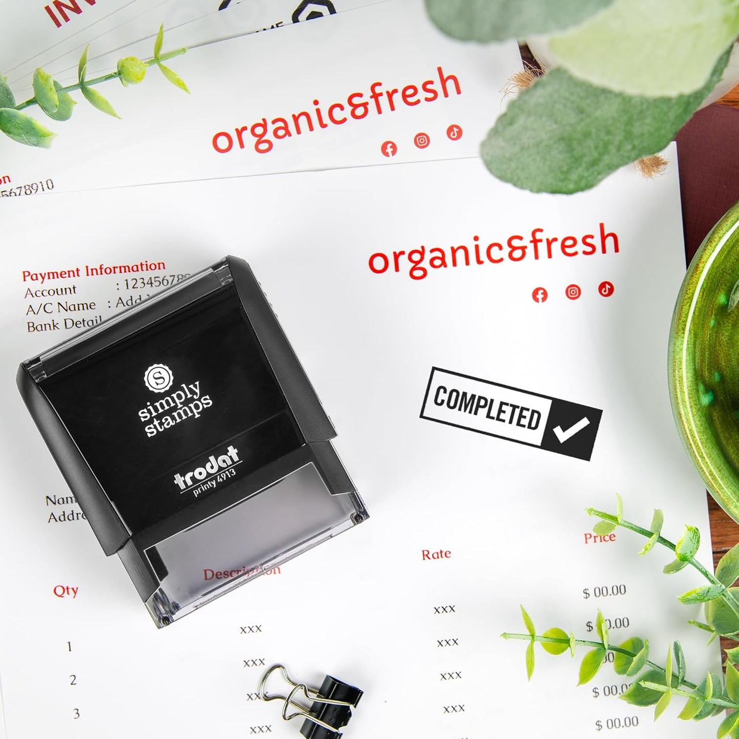 Completed Office Stamp | 4 Different Sizes | 20 Designs | Multiple Color Options | Perfect for Quick Validation of Office Documents (Completed, Large)