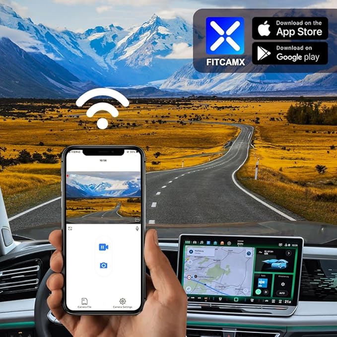 Fitcamx 4K Dash Cam Suitable for Volkswagen Tiguan 2024-2026 MK3 (Black Cover), OEM Factory Look, UHD 2160P Video, Built-in WiFi & APP, Loop Recording, Parking Sensor, Plug & Play, 64GB Card