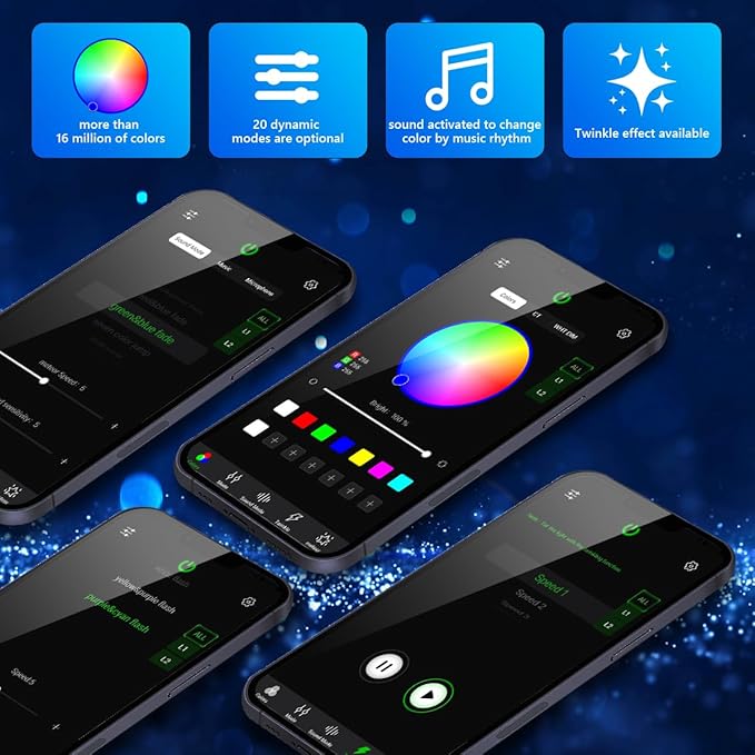 AMKI High Brightness Dual Color 32W Twinkle 1500pcs 0.03in 16.4ft Fiber Optic Starlight Headliner Kits RGBW Sound Activated APP/Remote Control for Movie Theater Home Ceiling Decor