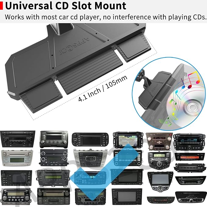 APPS2Car Sturdy CD Slot Phone Mount Upgraded Wireless Charger with One Hand Operation Design, Hands-Free Car Phone Holder Compatible with iPhone 17 Pro Max Plus 16 15 14 13 12 11, Samsung S25 S24