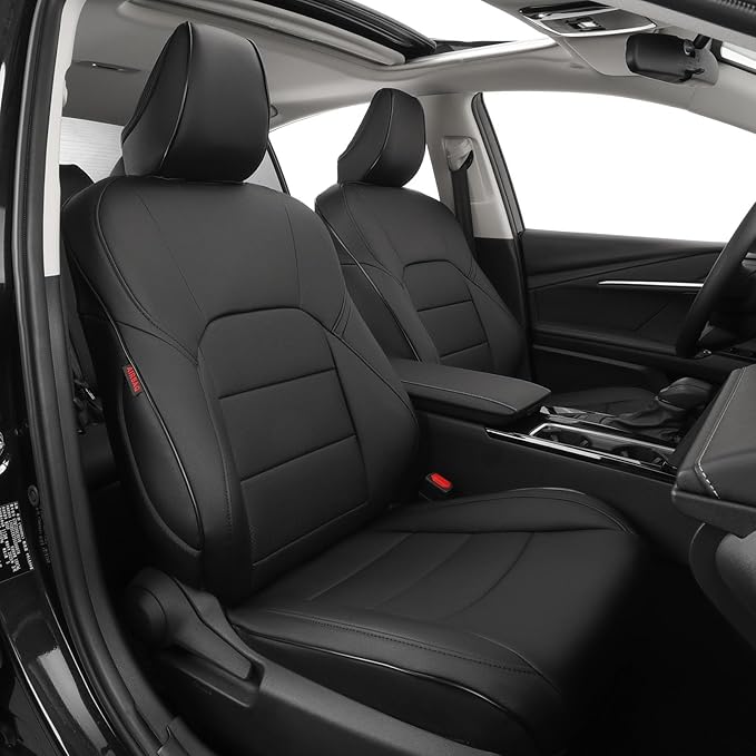 EKR Camry Seat Covers for Toyota Camry TRD 2020 2021 2022 2023 2024,Waterproof Truck Seat Cushion Protectors,Leather Car Seat Cover Full Set -Faux Leather (Black)
