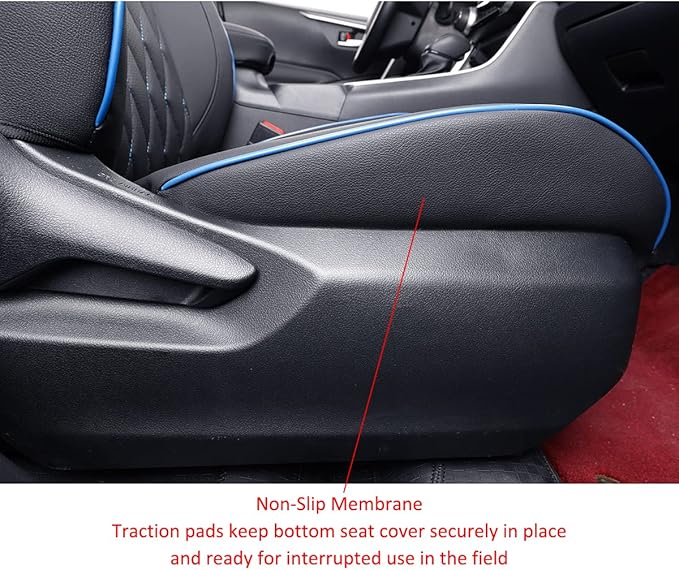 EKR Rav4 Seat Covers Custom Fit for Toyota Rav4 (Hybrid) LE/XLE Premium 2026, Leather Car Seat Cover Full Set for SUV,Faux Leather(Black with Blue Piping)