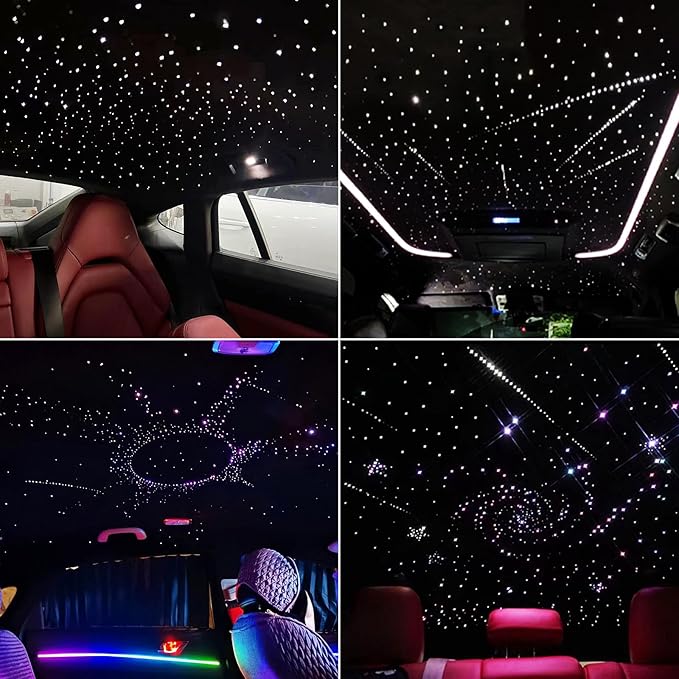200 Piece Starlight Headliner Kit 16W RGBW Twinkle+ Music Effect + APP&Remote Control Dual Channel Control,0.03in/0.75mm*9.8ft/3m Fiber Optic Lights for Car Roof/Home Fiber Optic Star Ceiling