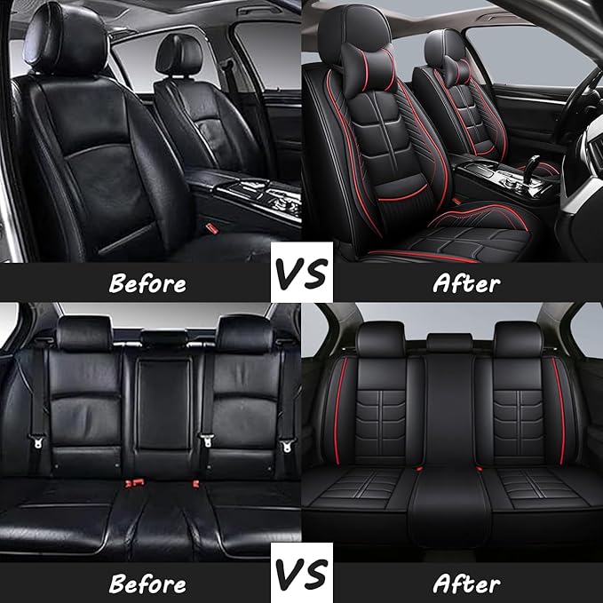 Leather Car Seat Covers Fit for Toyota Corolla Hybrid 2020-2024, 5 Seater Car Seat Cover, Premium Waterproof, Scratch Resistant Car Interior Accessories (Full Set with Pillow Coffee)