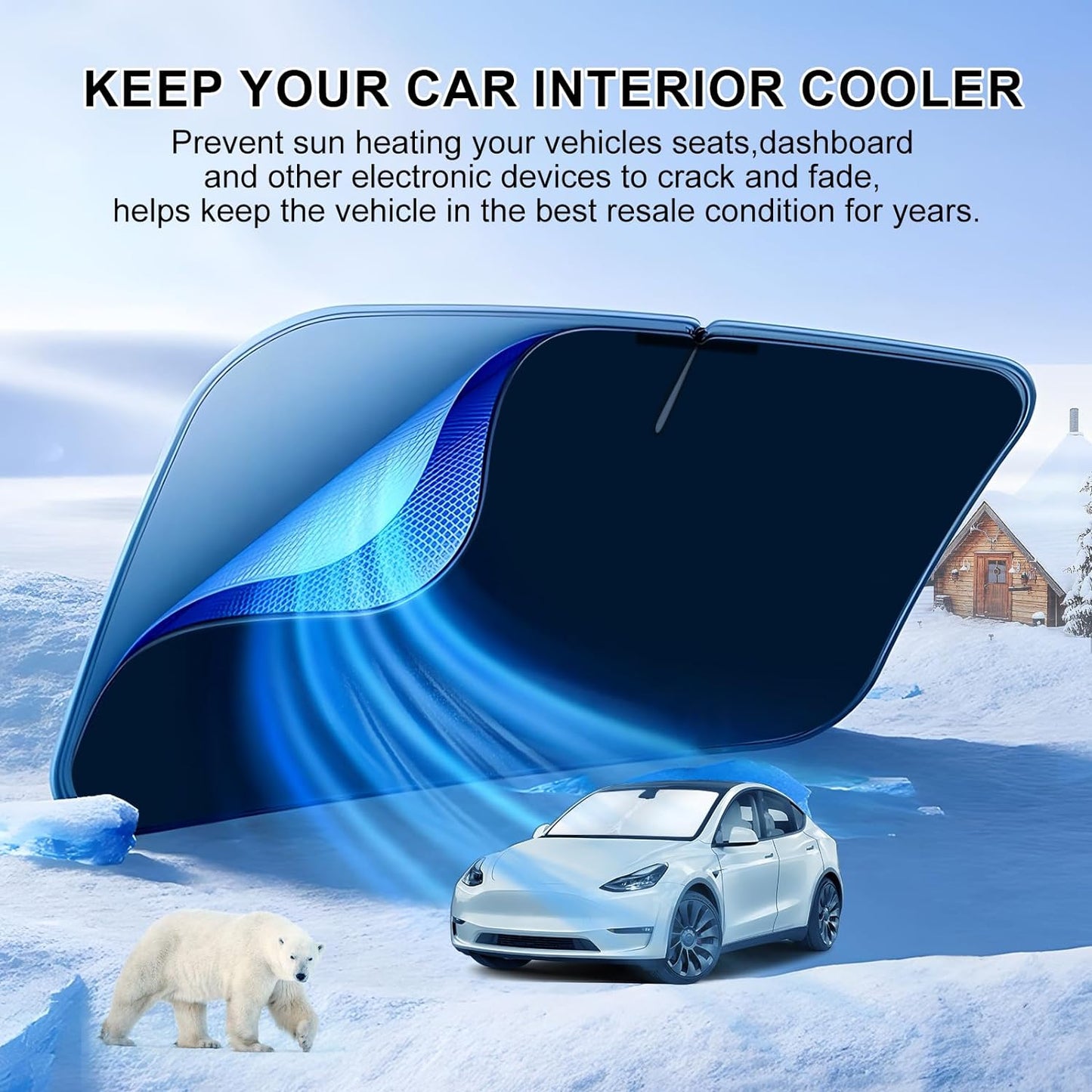 T TGBROS Windshield Sun Shade Custom Fit for 2020-2023 2024 2025 Hyundai Palisade Accessories Foldable Sun Shield Reflective Polyester Sun Visor Cover Block Heat and Sun Protection