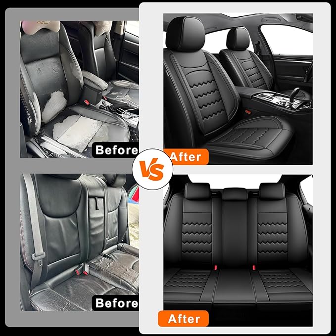 CX-70 Car Seat Covers Custom Fit for Mazda CX-70 2025-2026, Full Coverage Premium Leather Waterproof Breathable Seat Covers, Automotive Seat Protectors, Airbag Compatible(2 Front Seats, Black)