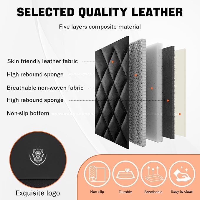 Car Seat Covers Compatible with Toyota Camry 2012-2026 Durable Waterproof Automotive Seat Covers Stretchable, Airbag Compatibility, Premium Nappa Leather(Black Red, 2 Pcs Front with Pillow)
