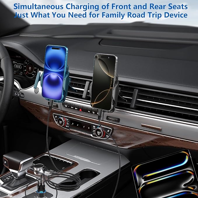USB C Car Charger, Stuffcool 90W Dual USB-C & USB-A Car Power Adapter 4-Port PD/QC Type C Fast Charge Cigarette Lighter Carplay Charger for iPhone 17 17 Pro Max 16 15 14 13 12 11/Galaxy S26 S25/Pixel