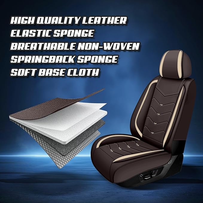 Car Seat Covers for Honda Accord 2000-2025, Premium Nappa Leather Car Seat Cover, Stylish Sport Seat Covers， Automobile Seat Cover Sets.(Standard 2 Seats/Coffee Color)