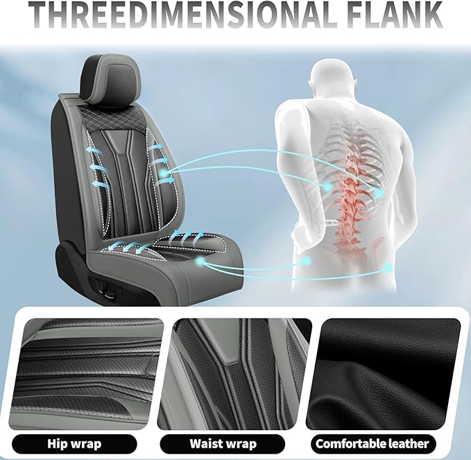 Fit CRV Car Seat Covers Premium Leather for Honda CRV cr-v 2011-2025 2026. Waterproof， Breathable, Scratch-Resistant & All-Weather Seat Cushion Protector (Front Seat,Gray&Black)