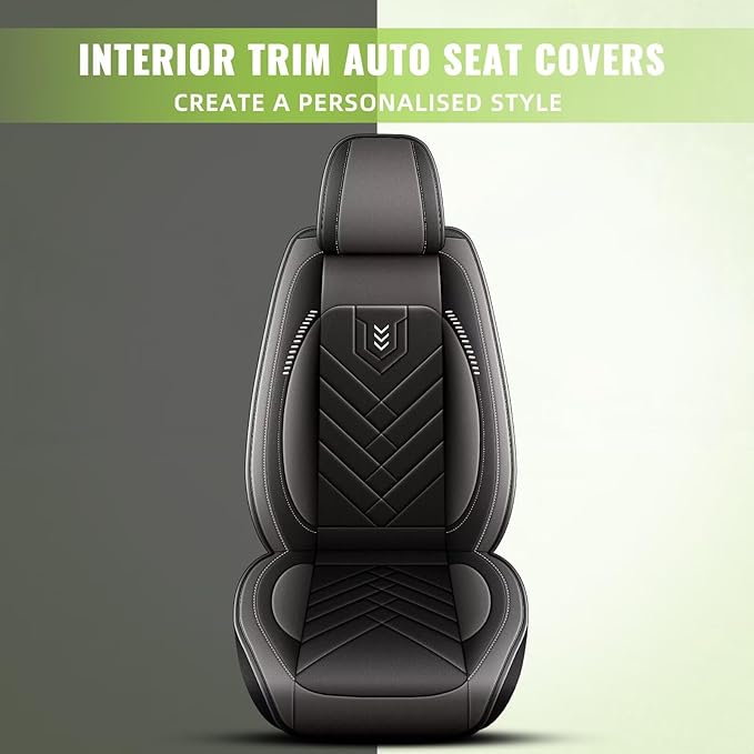 AOMSAZTO Front Seat Cover Fit for GMC Acadia 2017-2026: Faux Leather Automotive Seat Covers Waterproof Vehicle Seat Cushion Protector Car Interior Covers(2 Seat Black&Grey)