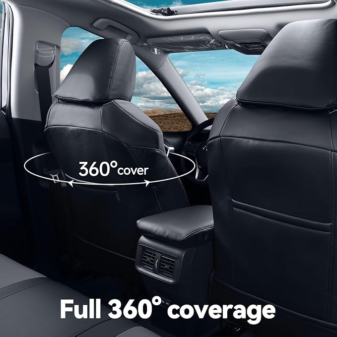 coverdream 2026 Rav4 Seat Covers Custom Fit for 2026 Toyota Rav4 Hybrid (LE,XLE Premium) SUV,Full Set Luxury Waterproof Leather Car Seat Protector