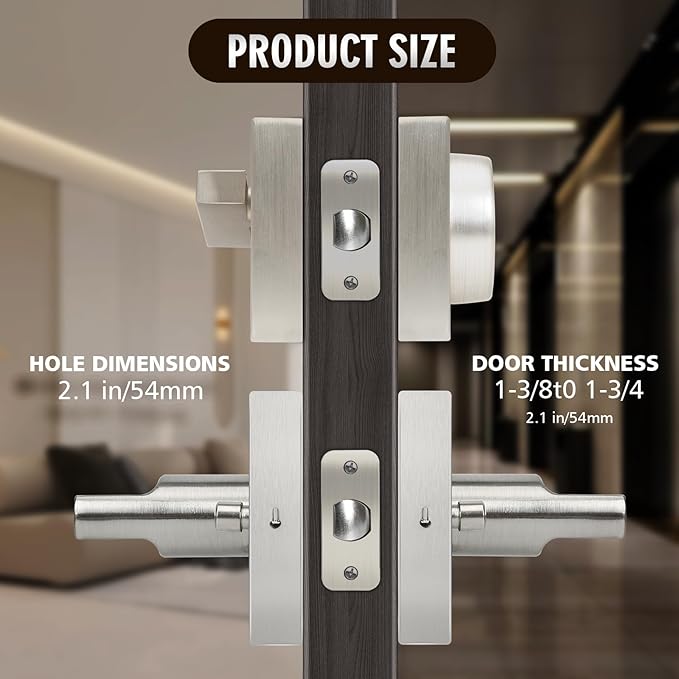 Exterior Door Lock Set with Deadbolt, Front Door Handle Set with Deadbolt, Door Levers Single Cylinder Deadbolt Set, Keyed Alike Heavy Duty Keyed Privacy Handles Locksets,(Satin Nickel)
