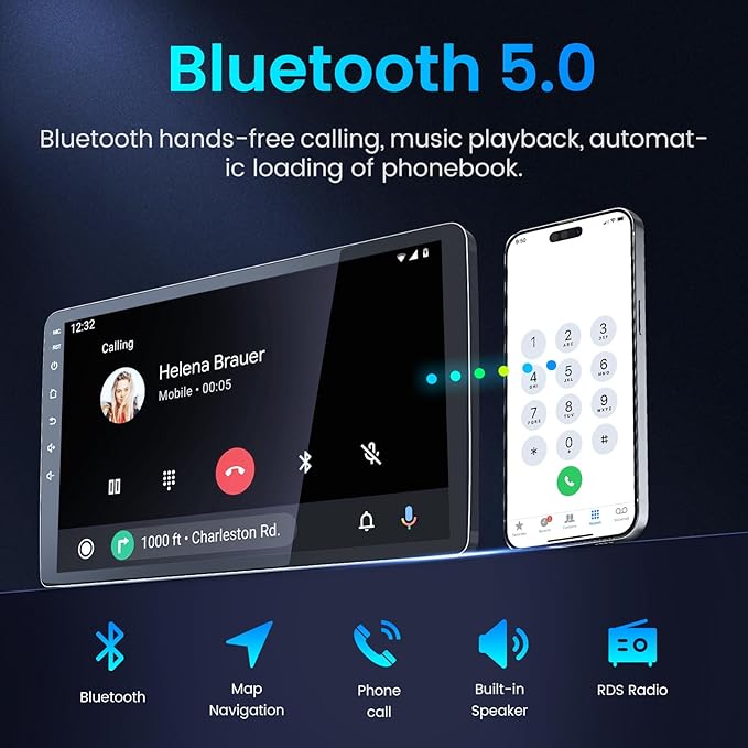 8Core+64G ROM Car Radio for Dodge Ram 1500 2500 3500 2009-2012: Android 13 Car Stereo for Ram 1500 Radio Upgrade with Wireless CarPlay Android Auto FM AM Audio HiFi DSP Bluetooth 5GWiFi